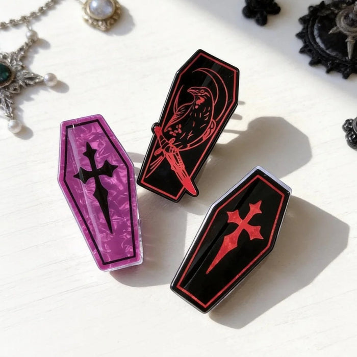 Wholesale  Gothic Punk Coffin Hair Claw Clip PVC Decorative Hair Accessory Party Gift Boutique Resale
