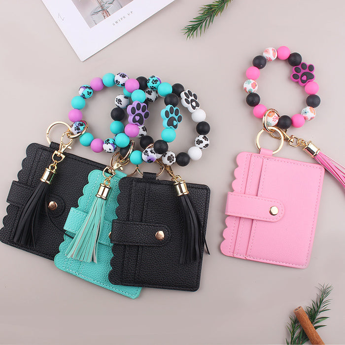 Wholesale Cartoon Dog Claw Card Bag Jewelry Beaded DIY Dog Claw Silicone Bracelet Bracelet Wallet Keychain Pendant