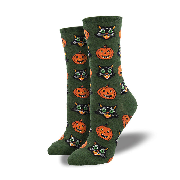 Wholesale  Creative Funny Pumpkin Jacquard Trendy Socks for Men and Women Couples Mid-Calf Socks Halloween