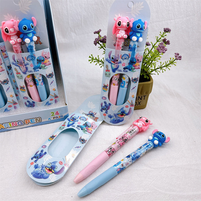 Wholesale 24pcs/ set Cartoon silicone doll shaped press-type gel pen set of two