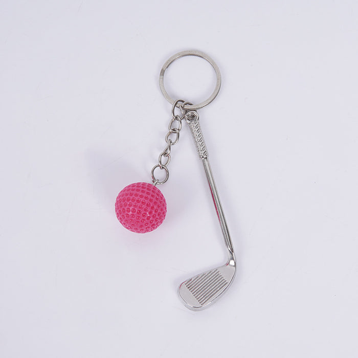 Wholesale Metal Golf Ball And Club Keychain Bag Charm Stylish Couple Gift Car Key Accessory MOQ≥2