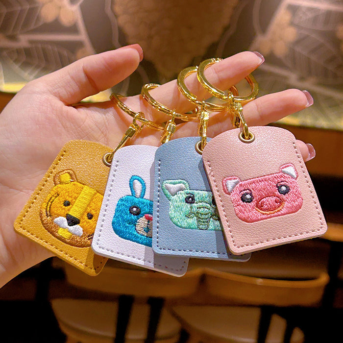 Wholesale Embroidery Cartoon Cute Animal Leather Keychain JDC-KC-WWX007