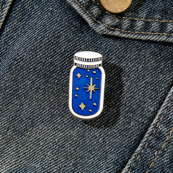 Wholesale Metal Wishing Bottle Brooch Starry Sky Cartoon Design Electroplated Finish Stylish Bag Pin For Students And Everyday Use