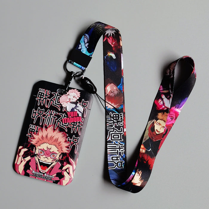 Wholesale 10pcs Anime Bus Card Holder Hard Mobile Phone Lanyard Keychain
