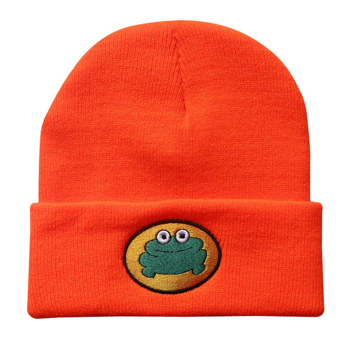 Wholesale Acrylic Cartoon Frog Embroidery Knitted Beanie Hat JDC-FH-LvH011