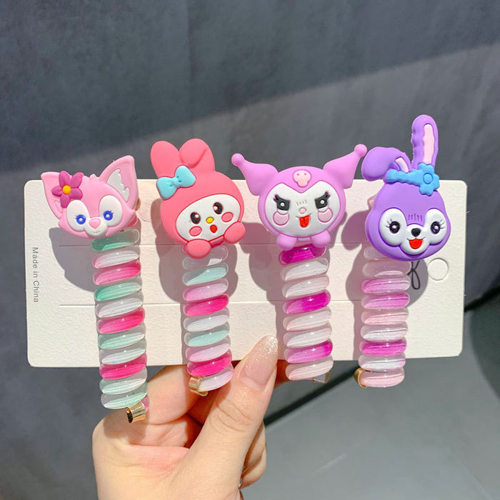 Wholesale Children' s Phone Cord Hair Scrunchies Cartoon Animal  Headwear