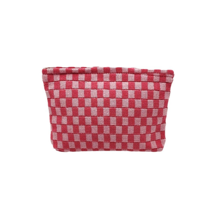Wholesale Knitted Checkerboard Large-Capacity Knitted Cosmetic bag