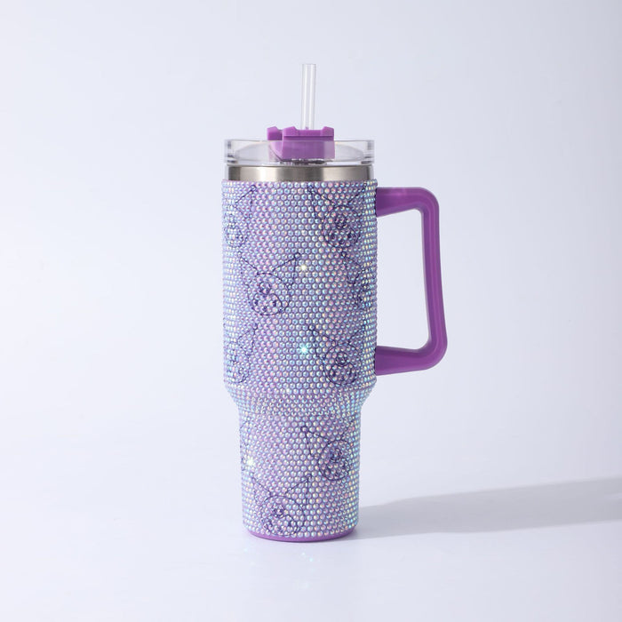 Wholesale Cartoon Rhinestone 40oz Stainless Steel Tumbler with Handle and Straw MOQ≥2