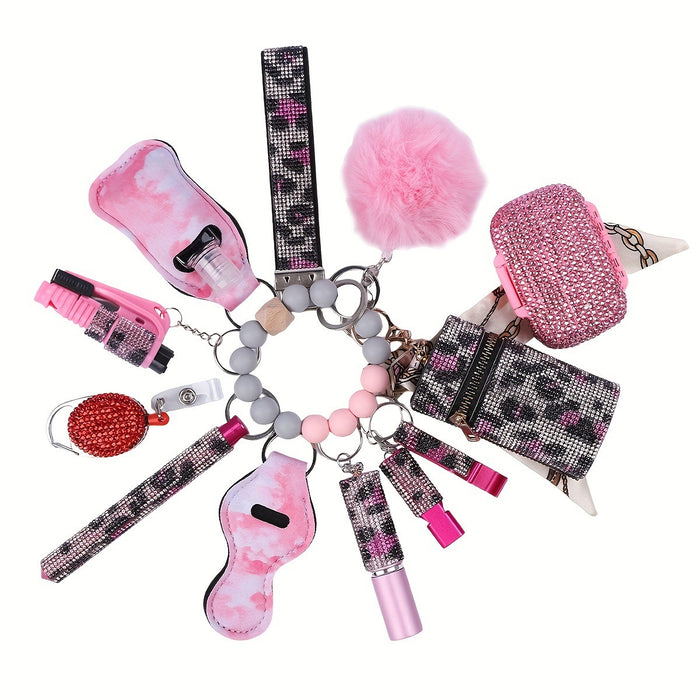 Wholesale Multifunctional Fur Ball Diamond Keychain 13-piece Set JDC-KC-TouMS059