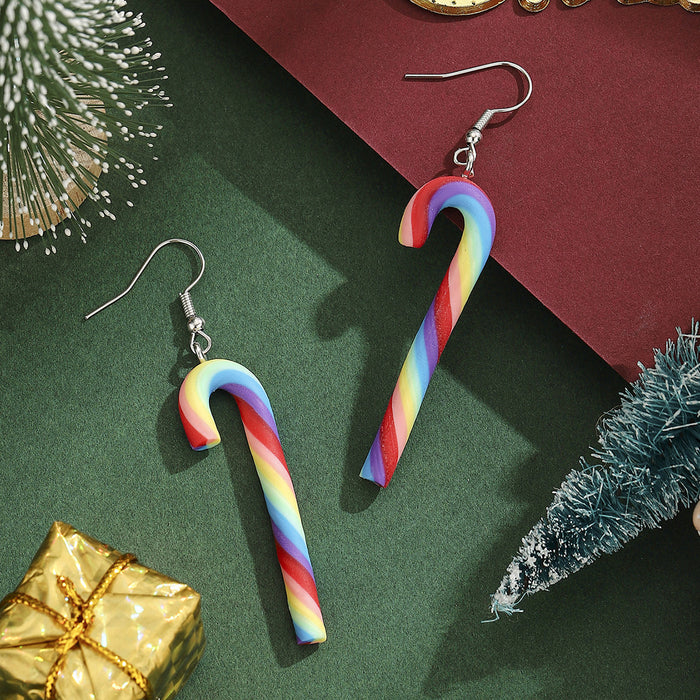 Wholesale Christmas candy cane star earrings