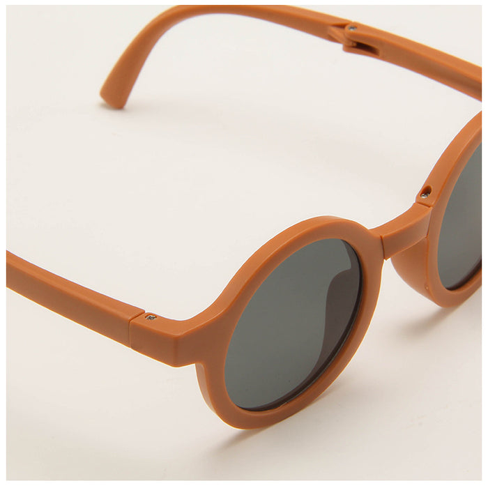 Wholesale Folding children's sunglasses, minimalist frosted glasses, round frame sun protection sunglasses