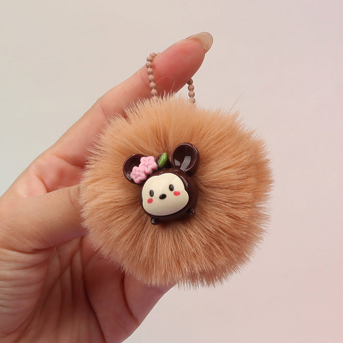Wholesale Plush Bear Pom Pom Keychain Pendant Fashion Bag Charm For Gift