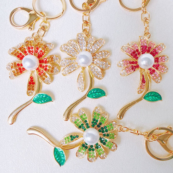 Wholesale Alloy Gradient Rhinestone Keychain Birthday Gift Decorative Accessory MOQ≥12