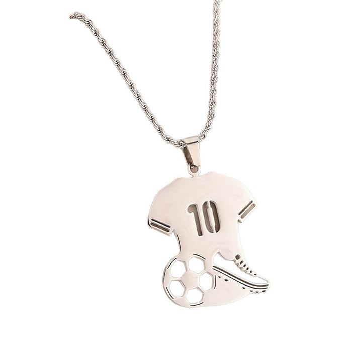 Wholesale New sports stainless steel digital hollow football shoe pendant necklace