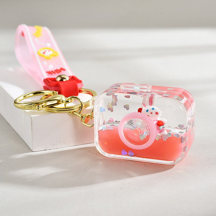 Wholesale Quicksand Bottle Cartoon Kitten Keychain