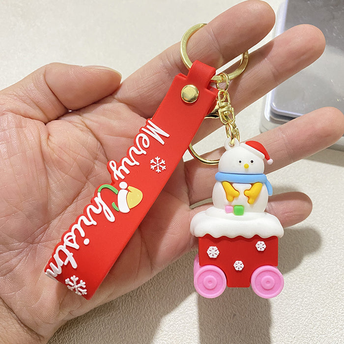 Wholesale Santa Snowman Keychain Car Bag Christmas Snowman Keychain Doll Machine Pendant Small Gift