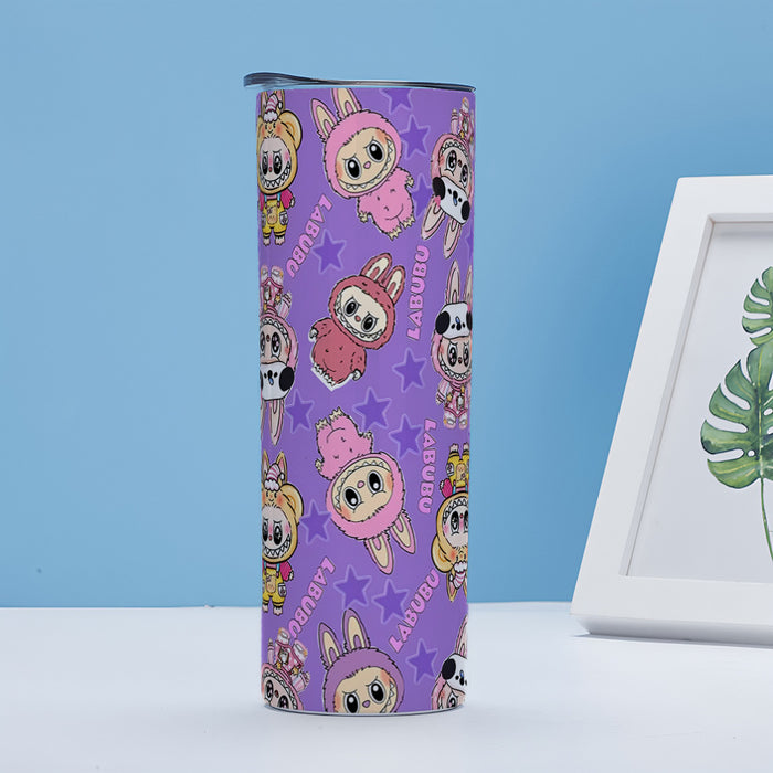 Wholesale Straight cup printed stainless steel thermos cup double-layer straight straw cup