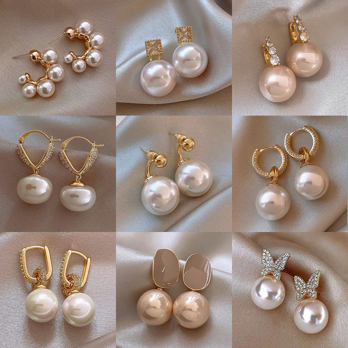 Wholesale Zircon Pearl Earrings French Niche Retro Light Luxury Earrings JDC-ES-HH040