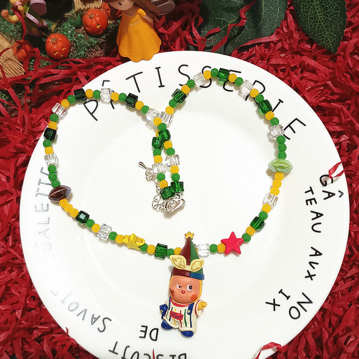 Wholesale Crystal beaded gift from the stars star bread cute short necklace for women