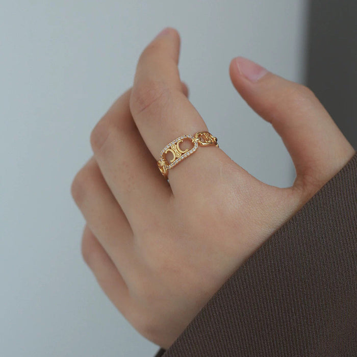 Wholesale Copper Gold Plated Ring Women's Summer Trendy Hand Jewelry