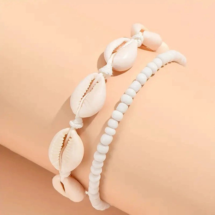 Wholesale Bohemian Shell Woven Anklet Set Fashion Accessory