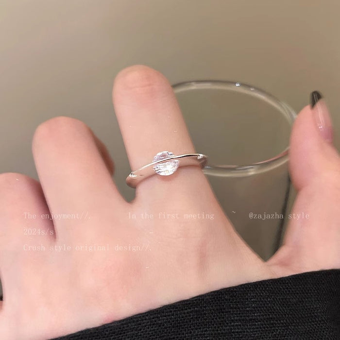 Wholesale Rotatable Silver brushed Diamond Planet Ring Fashion Open Finger Ring Personalized Ring