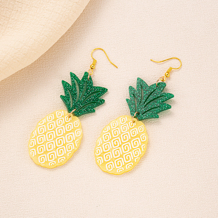 Wholesale Coconut Tree Pineapple Palm Leaf Acrylic Cartoon Earrings JDC-ES-JiaYi009