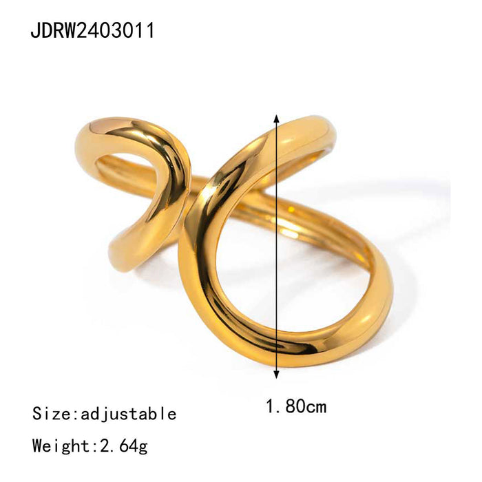 Wholesale Non Fading 18k Gold Stainless Steel Open Ring High-end Feel Ring Titanium Steel Bracelet JDC-RS-JD009