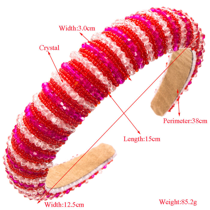 Wholesale Crystal color-blocked pink Valentine' s Day headband