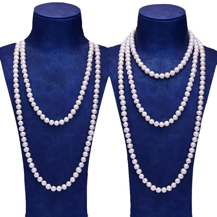 Wholesale  Pearl Necklace Woolen Chain Long Women's All-match Pendant Double Decorations