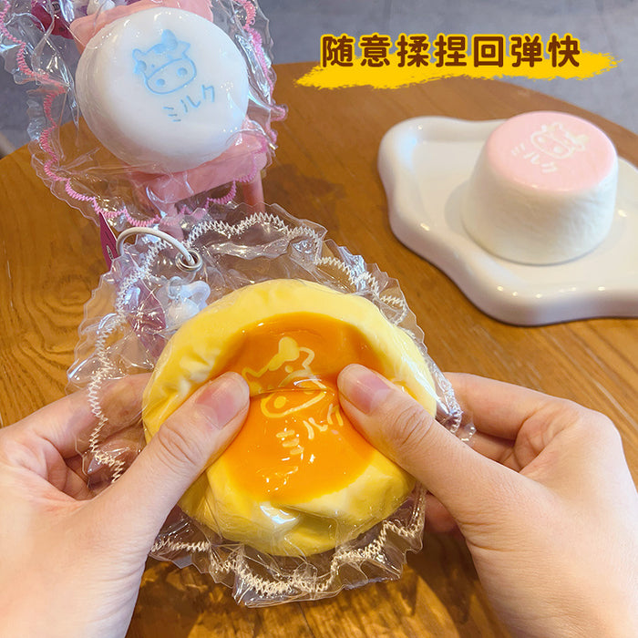 Wholesale Milk Pudding Squeeze Toy Keychain Food Grade Silicone Stress Relief Bag Charm Boutique Resale Gift