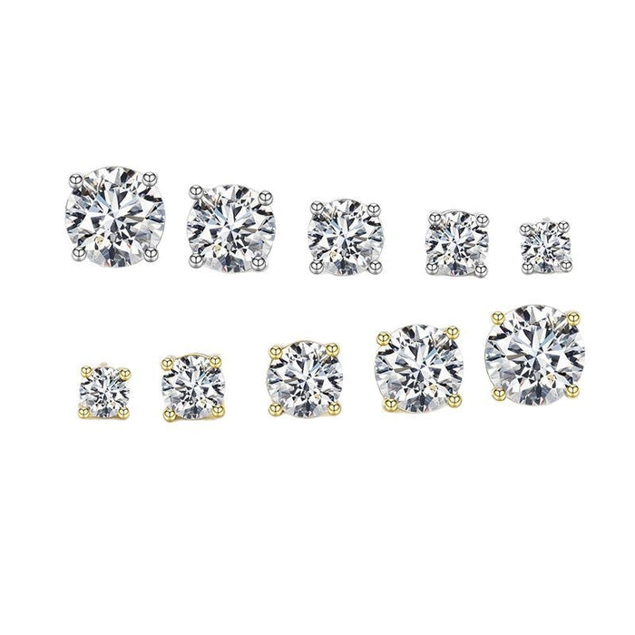 Wholesale Copper Four Prong Round CZ Earrings - Chic Jewelry Accessory for Everyday Wear