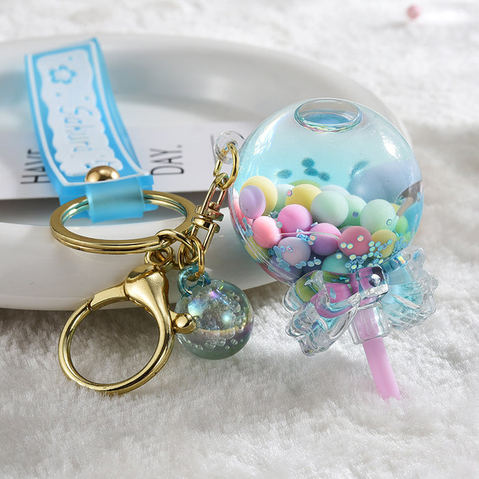 Wholesale Liquid Glitter Bottle &  Lollipop Acrylic Oil-Filled Keychain