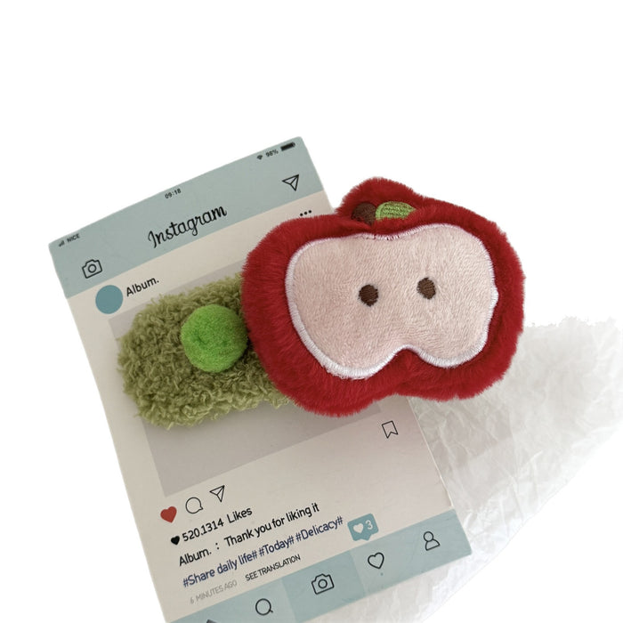 Wholesale Cute Red Apple Furry Hair Clips