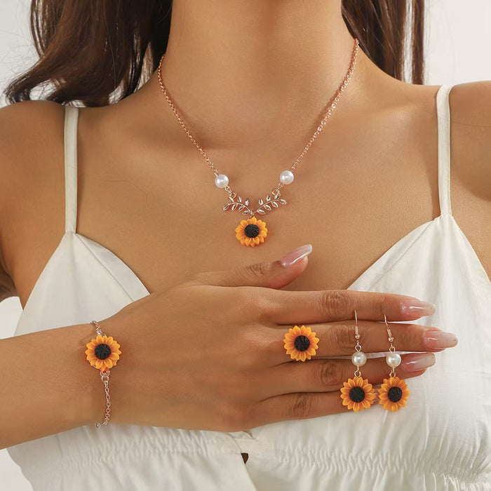 Wholesale 4pcs/ set Sunflower Jewelry Set