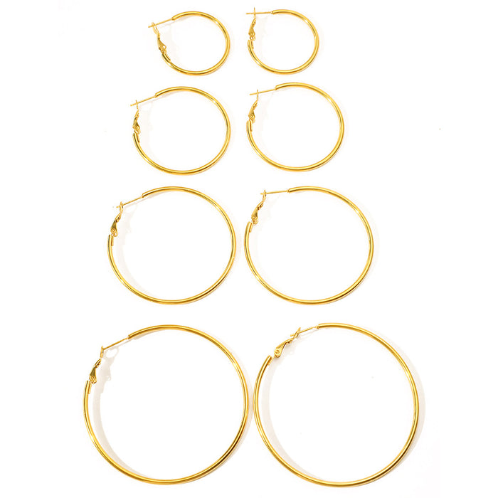 Wholesale 4pcs/set exaggerated circle plain ring