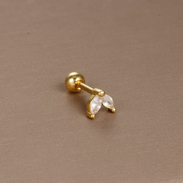 Wholesale Jewelry Stainless Steel Ear Nail Zircon Ball Screw Women