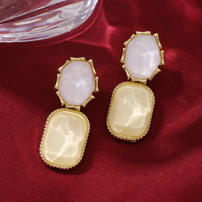 Wholesale Contrast color water ripple irregular square earrings