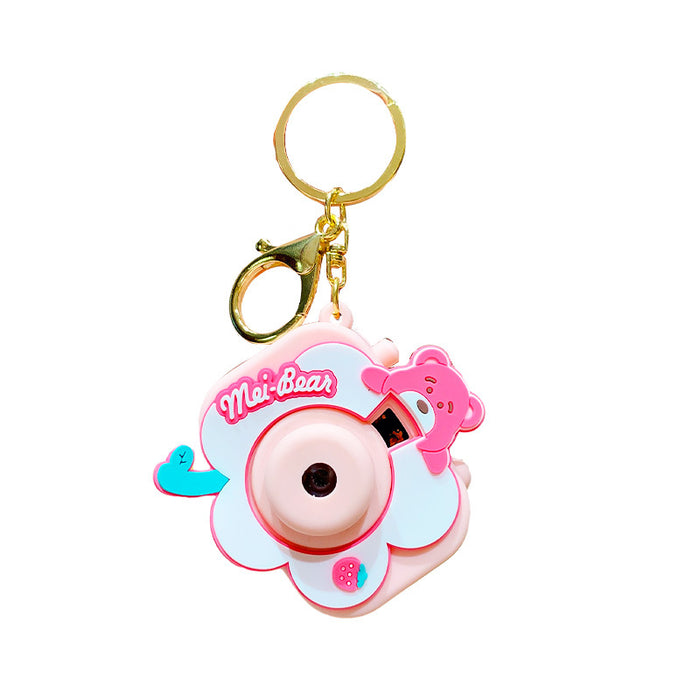 Wholesale Cute Cartoon Strawberry Bear Projection Camera PVC Keychain JDC-KC-ZhongC012