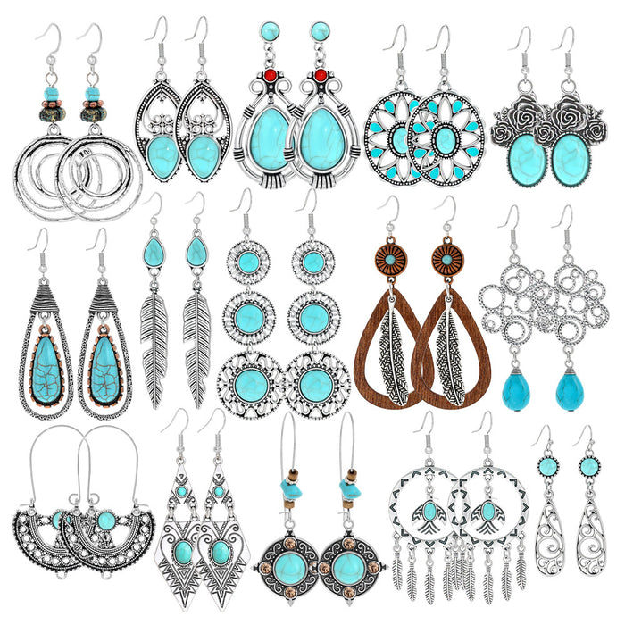Wholesale Bohemian Vintage Drop Alloy Earrings Women' s Fashion Jewelry Accessory MOQ≥2