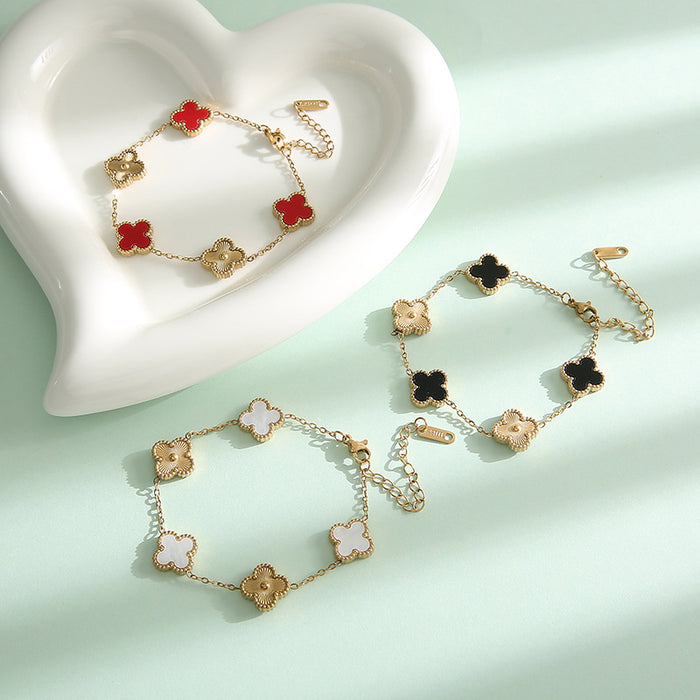 Wholesale 13MM four-leaf clover bracelet titanium steel bracelet