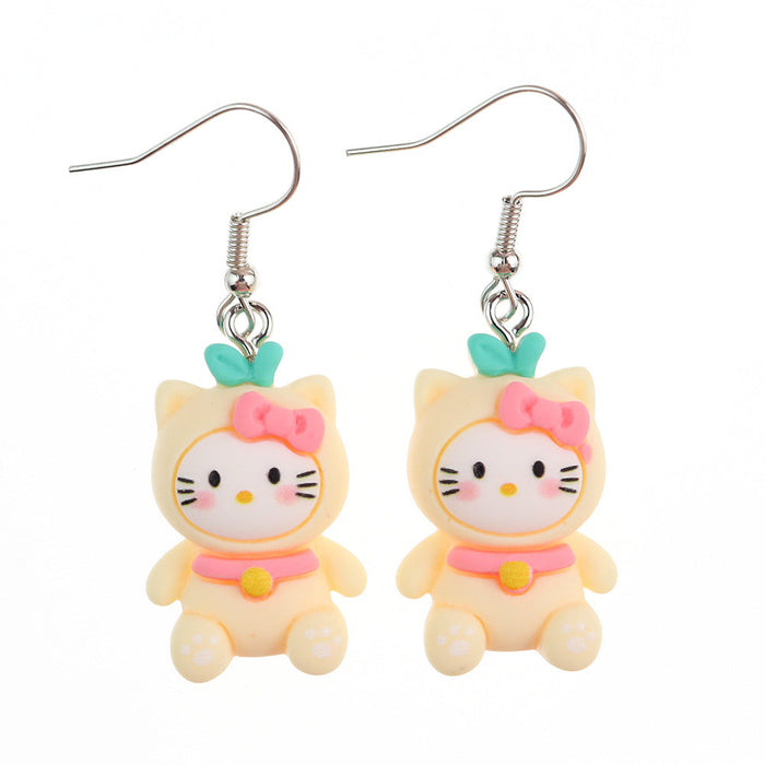 Wholesale Resin Earrings Cute Cartoon Bear Kitty Kitten (S) JDC-ES-niqing026