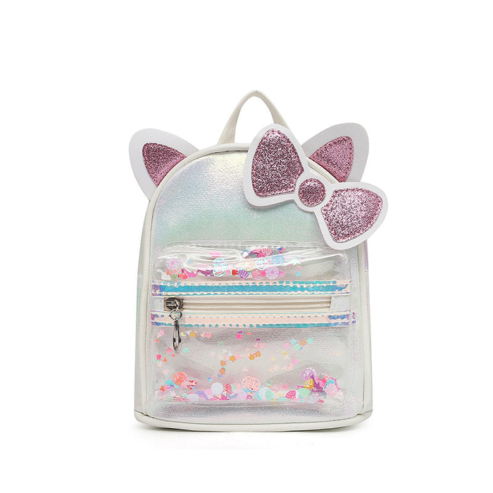 Wholesale Cat Ears Backpack  Colorful Sequins Transparent Crack Bag Children's Bag