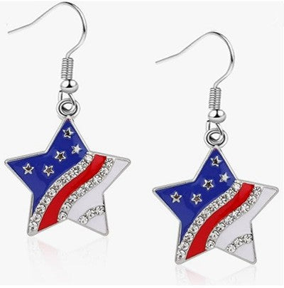 Wholesale Acrylic US Flag Heart Earrings Independence Day Party Jewelry Fashion Accessory for Resale