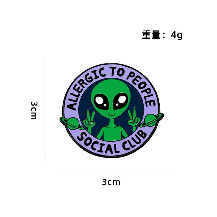 Wholesale Funny alien series badges cute cartoon space alien flying saucer brooch