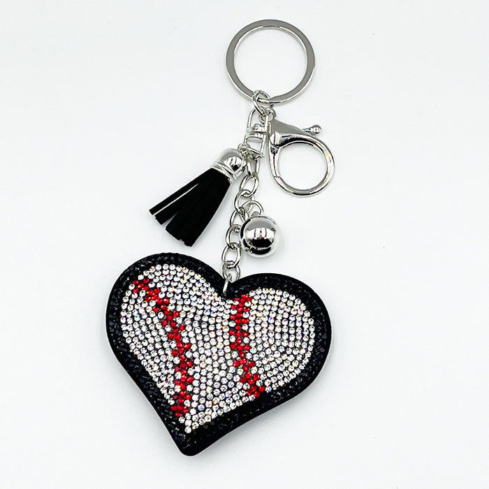 Wholesale Rhinestone Heart Sports Ball Rhinestone Keychain