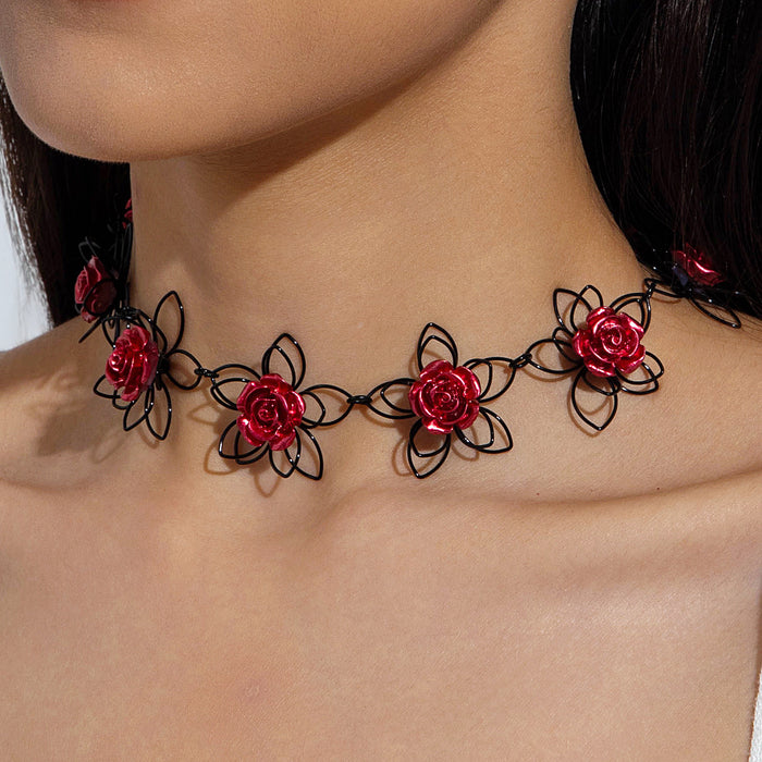 Wholesale Trendy Dark Flower Hollow Earrings Iron Alloy  Party Fashion Accessory MOQ≥2