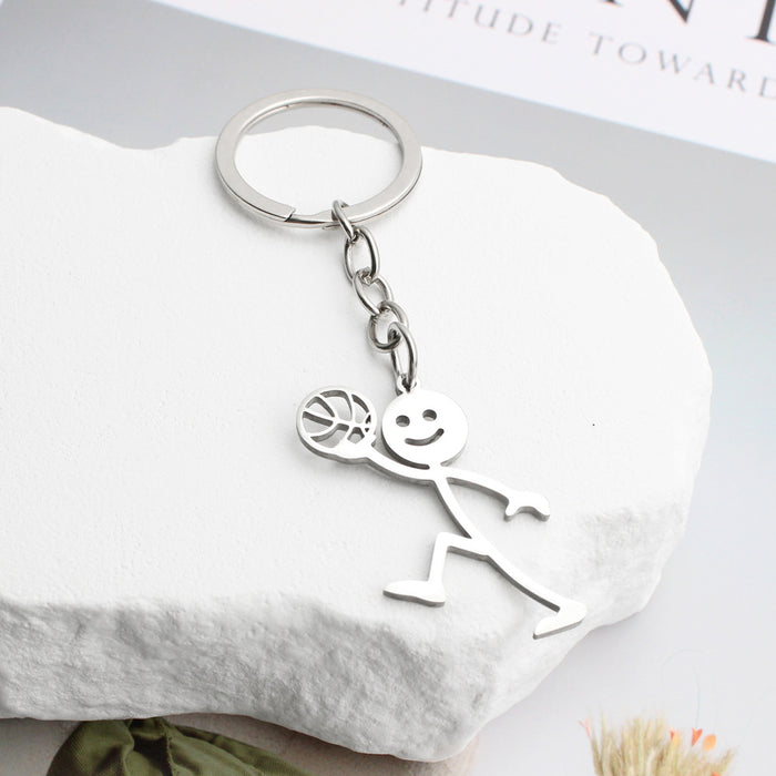 Wholesale Stainless steel keychain sports matchstick couple style keychain funny accessories