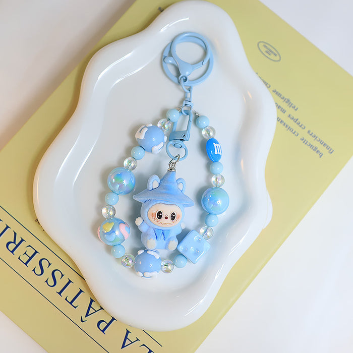 Wholesale Flocking car keychain pendant cartoon cute clown doll bag pendant
