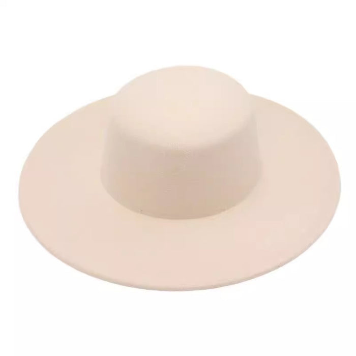 Wholesale Flat top hat, top brim, versatile felt hat, women's jazz hat, French style